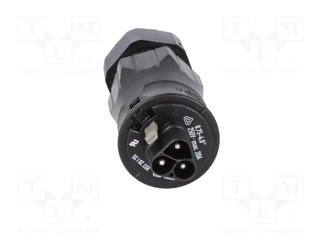 WIELAND RST 3 pines 250V enchufe industrial redondo macho negro