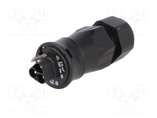WIELAND RST 3 pines 250V enchufe industrial redondo macho negro