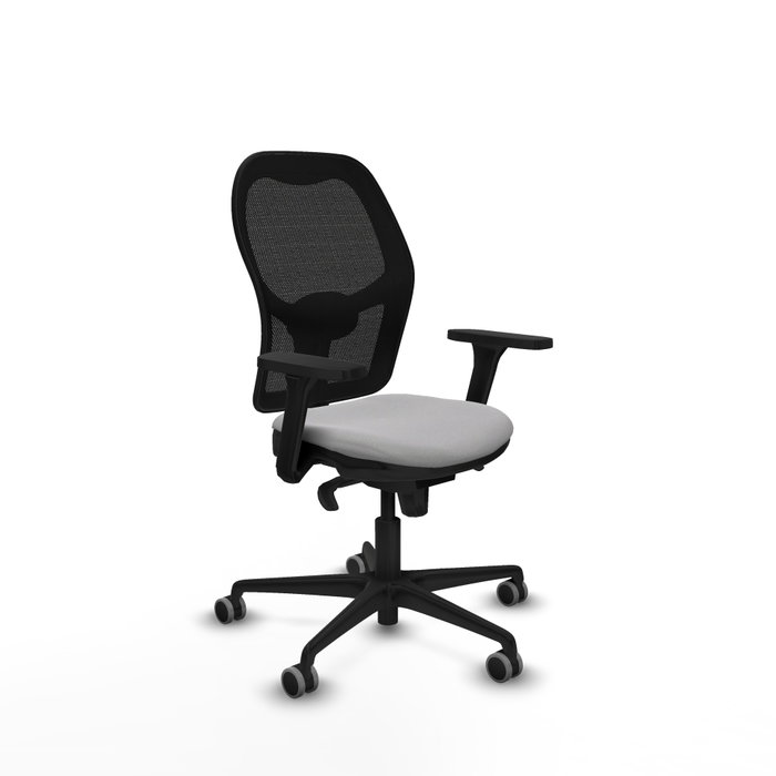 PIQUERAS Y CRESPO Silla de oficina Jorquera con mecanismo Sincro, tela gris claro y malla negra PIQUERAS Y CRESPO Silla de oficina Jorquera con mecanismo Sincro, tela gris claro y malla negra