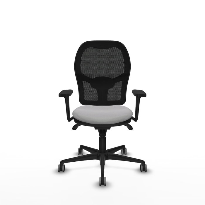 PIQUERAS Y CRESPO Silla de oficina Jorquera con mecanismo Sincro, tela gris claro y malla negra PIQUERAS Y CRESPO Silla de oficina Jorquera con mecanismo Sincro, tela gris claro y malla negra