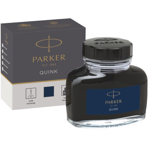 PARKER Tinta Quink para Pluma Estilográfica, Frasco 57 ml, Azul y Negro