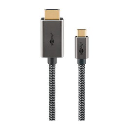 Goobay Cable Adaptador Textil USB-C a HDMI, 4K/60Hz, 2 Metros, Negro/Plata