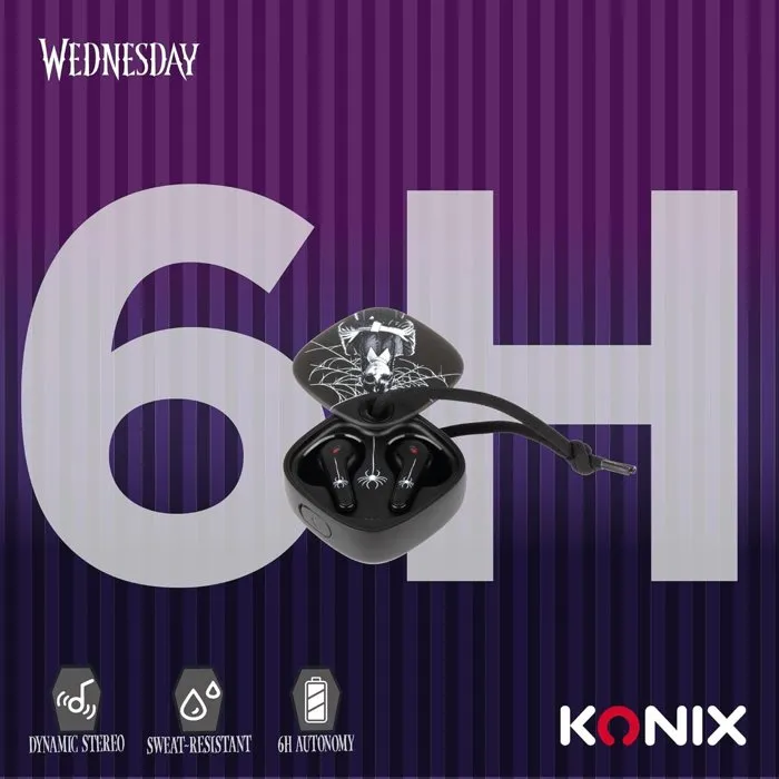 Konix AABJK81109 Auriculares Inalámbricos, 6h Batería + 22h Estuche Carga, Resistencia Agua IPX4, Negro Konix AABJK81109 Auriculares Inalámbricos, 6h Batería + 22h Estuche Carga, Resistencia Agua IPX4, Negro