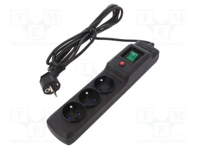 Armac Multi M3 Regleta protectora con 3 tomas y cable de 3m, negro