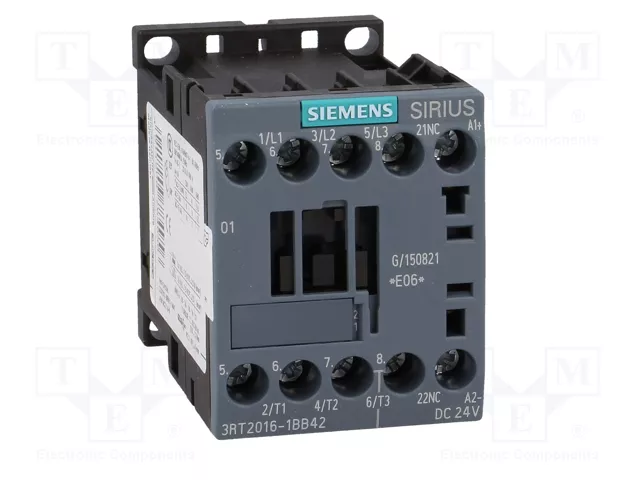 Siemens 3RT20161BB42 Schtz AC-3 4kW/400V 1 24VDC 3p S00 Siemens 3RT20161BB42 Schtz AC-3 4kW/400V 1 24VDC 3p S00