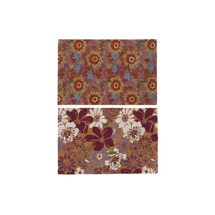 DKD Home Decor Set de 2 Felpudos de Fibra de Coco Flores Multicolor DKD Home Decor Set de 2 Felpudos de Fibra de Coco Flores Multicolor