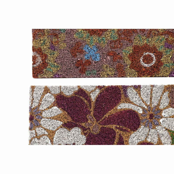 DKD Home Decor Set de 2 Felpudos de Fibra de Coco Flores Multicolor DKD Home Decor Set de 2 Felpudos de Fibra de Coco Flores Multicolor