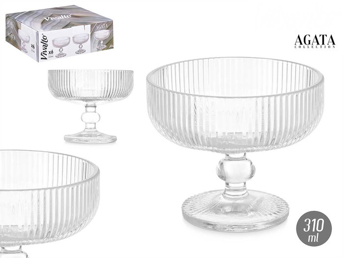 Vivalto Copa para helado transparente con rayas de 310 ml Vivalto Copa para helado transparente con rayas de 310 ml