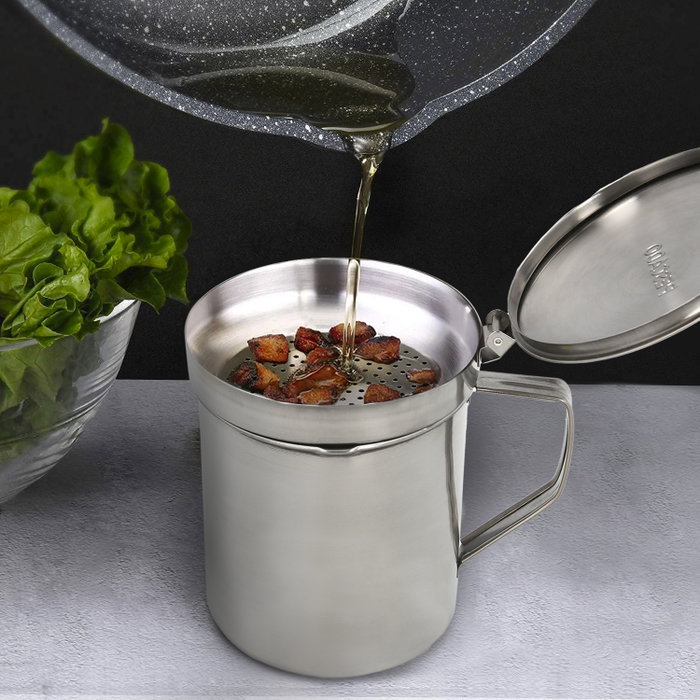 ORYX Grasera de Acero Inoxidable de 0,5 L con Colador y Tapa