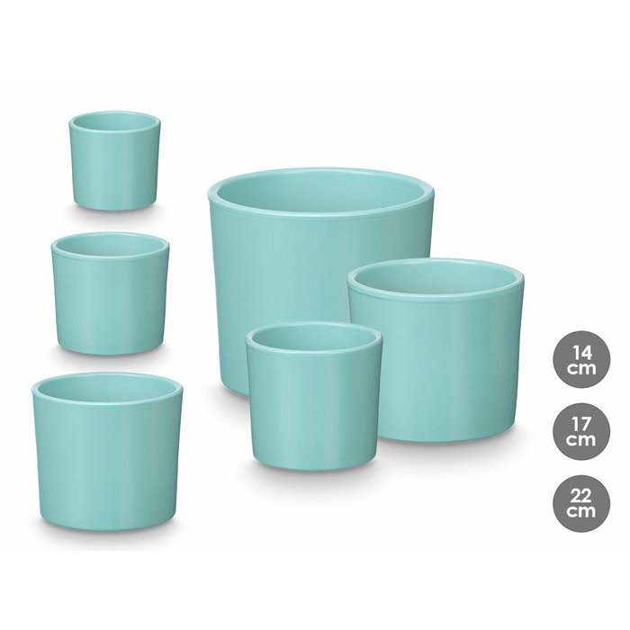 Ibergarden Set de 3 Macetas Cilindro Turquesa Mate