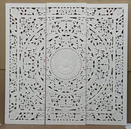 DKD Home Decor Cabecero de Cama Mandala Decapé Set de 3 Piezas