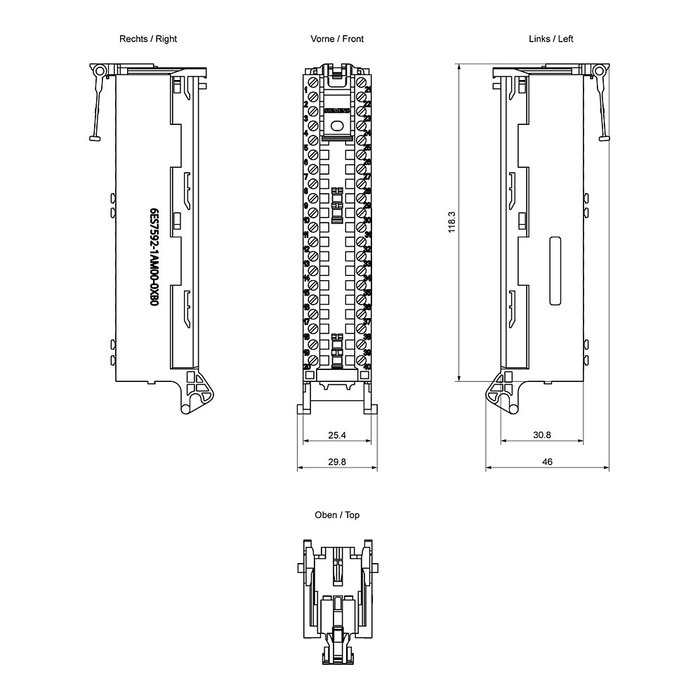 Siemens 6ES7592-1AM00-0XB0 SIMATIC S7-1500 Conector frontal de 40 polos