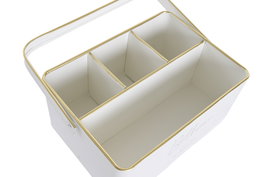 DKD Home Decor Cubertero Inox 28x20,5x13 ASA Blanco Roto