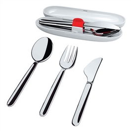 Alessi SA04S3 Set Cubiertos Viaje Food à Porter Acero Inoxidable 18/10