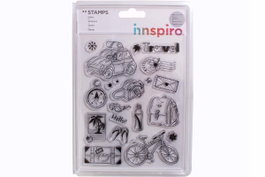 Innspiro Set de sellos acrílicos Vacaciones en la carretera 14x18cm