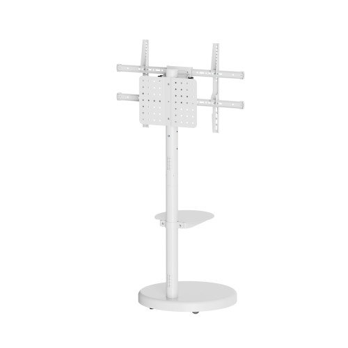 Ewent Soporte Móvil para TV EW1550, Altura Ajustable hasta 2.18 m (86 Pulgadas), 50 kg Capacidad, Color Blanco, con Ruedas y Gestión de Cables