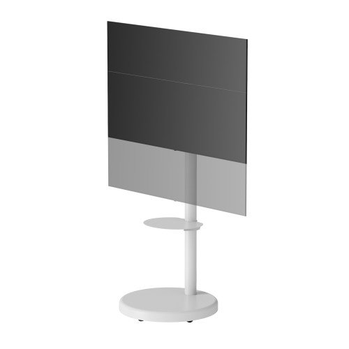 Ewent Soporte Móvil para TV EW1550, Altura Ajustable hasta 2.18 m (86 Pulgadas), 50 kg Capacidad, Color Blanco, con Ruedas y Gestión de Cables