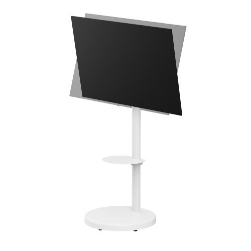 Ewent Soporte Móvil para TV EW1550, Altura Ajustable hasta 2.18 m (86 Pulgadas), 50 kg Capacidad, Color Blanco, con Ruedas y Gestión de Cables