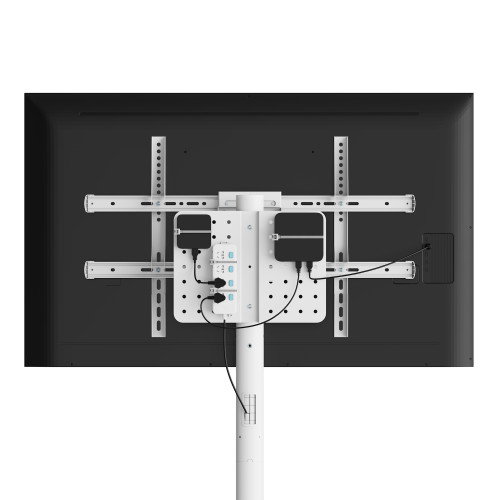 Ewent Soporte Móvil para TV EW1550, Altura Ajustable hasta 2.18 m (86 Pulgadas), 50 kg Capacidad, Color Blanco, con Ruedas y Gestión de Cables