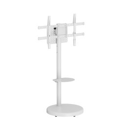 Ewent Soporte Móvil para TV EW1550, Altura Ajustable hasta 2.18 m (86 Pulgadas), 50 kg Capacidad, Color Blanco, con Ruedas y Gestión de Cables