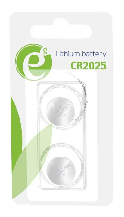 Gembird Pila Botón CR2025 Litio 3V - 2 unidades en Blister - Referencia EG-BA-CR2025-01