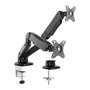 VALUE 17.99.1163 Soporte Dual Brazo de Monitor LCD, Montaje en Escritorio, Gasfeder, 5 Articulaciones, para 2 Pantallas de 12-27", Hasta 2x 6.5 kg, Negro