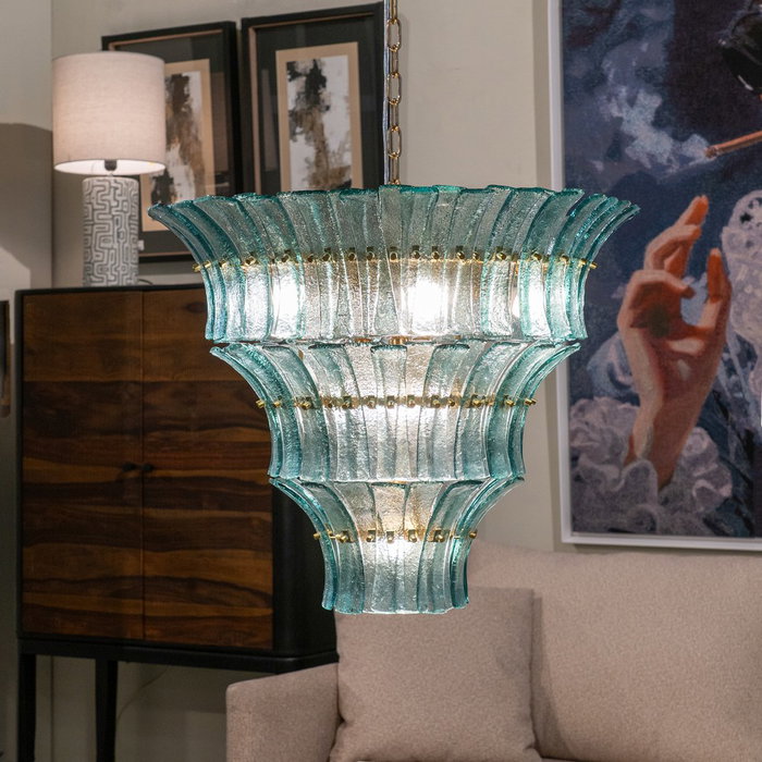 Lámpara Techo Verde Cristal Iluminación 70 X 70 X 56 cm