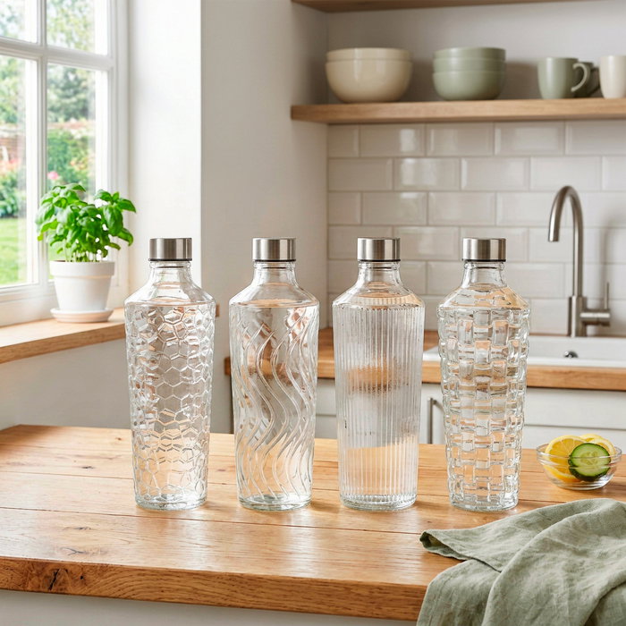 La Mediterranea Botella de Vidrio con Tapa de Acero 1000ml