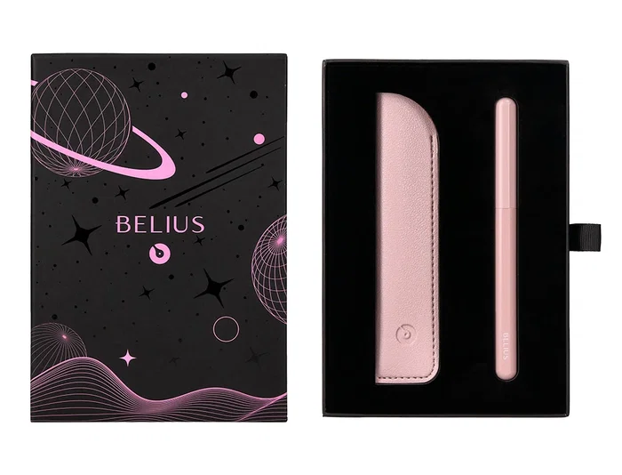 Belius Betaverse Pluma y funda similpiel rosa, tinta azul, caja de diseño M 130-148 caracteres