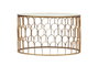DKD Home Decor Mesa de centro de hierro y mármol 87x87x51,5 cm Dorado y Blanco