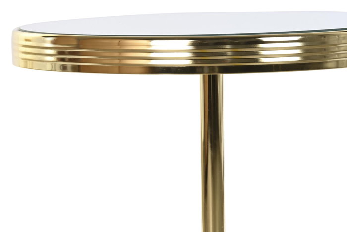 DKD Home Decor Mesita Auxiliar Glam Dorado Laton Espejo 42.5 x 49 x 42.5 cm