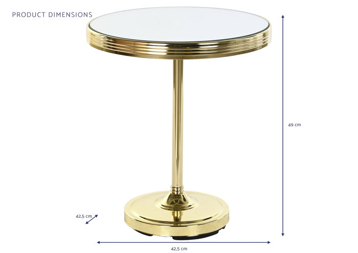 DKD Home Decor Mesita Auxiliar Glam Dorado Laton Espejo 42.5 x 49 x 42.5 cm