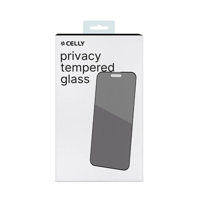 Celly PRIVACYF1056BK Protector de Pantalla Privacidad Vidrio Templado 9H Negro para iPhone 15 Pro Max - 1 Unidad, Resistente a Golpes, Anti-Huellas