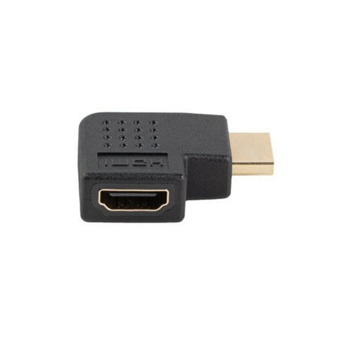Lanberg Adaptador HDMI Macho-Hembra Angular, HDMI 2.0, 4K 60Hz HDR, 18Gbit/s, Conectores Chapados en Oro, Color Negro