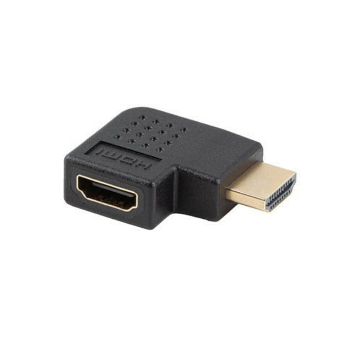 Lanberg Adaptador HDMI Macho-Hembra Angular, HDMI 2.0, 4K 60Hz HDR, 18Gbit/s, Conectores Chapados en Oro, Color Negro