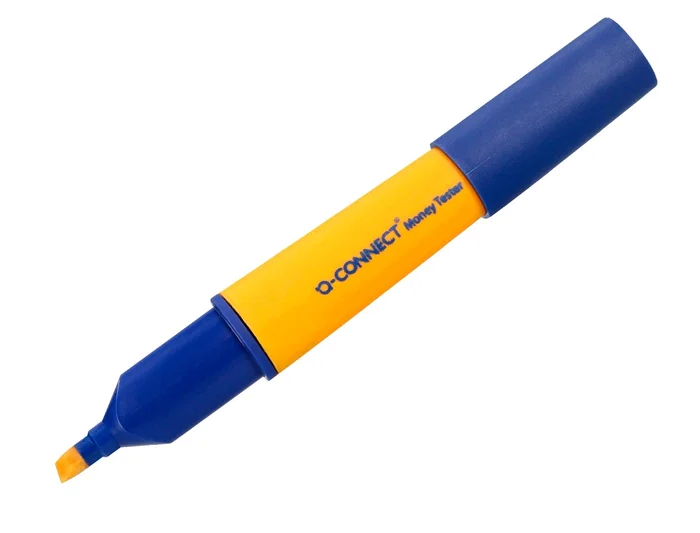 Q-connect Rotulador Detector de Billetes Falsos, Trazo 2-5 mm, Punta Biselada, Fiabilidad 99.9%