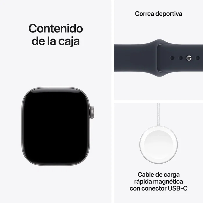Apple Watch Series 12 GPS 42mm Gris Espacial Aluminio con Correa Deportiva Azul Marino S/M