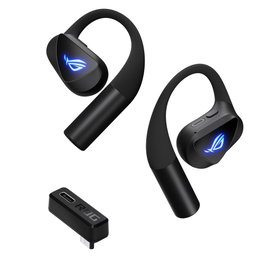 ASUS ROG Cetra Open Wireless - Auriculares Gaming True Wireless Stereo (TWS) con Bluetooth 6.0 y Conexión 2.4GHz, Diseño Abierto, Micrófono IA, RGB, 16h Autonomía - Negro