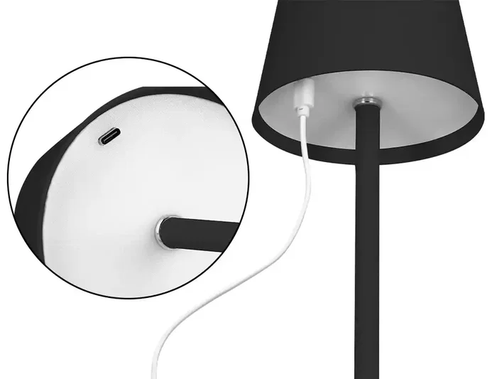 Q-Connect Nova Lampara de Escritorio LED 2W 200 lm Metalica Tactil Recargable USB-C Negro