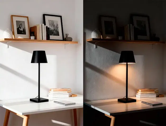 Q-Connect Nova Lampara de Escritorio LED 2W 200 lm Metalica Tactil Recargable USB-C Negro