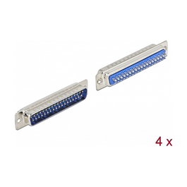 DeLOCK 4 Piezas Conector Macho D-Sub 37 Pines Metal Azul y Plata para Soldar, Factor de Forma Derecho, Rango de Temperatura -40 a 105 grados C