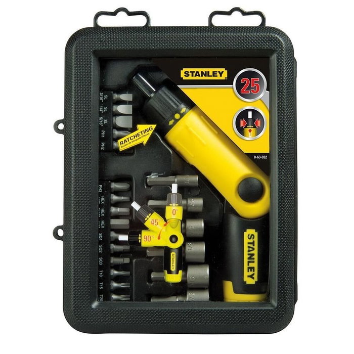 Stanley Destornillador portaherramientas trinquete articulado pistola - Caja 25 uds. Stanley Destornillador portaherramientas trinquete articulado pistola - Caja 25 uds.