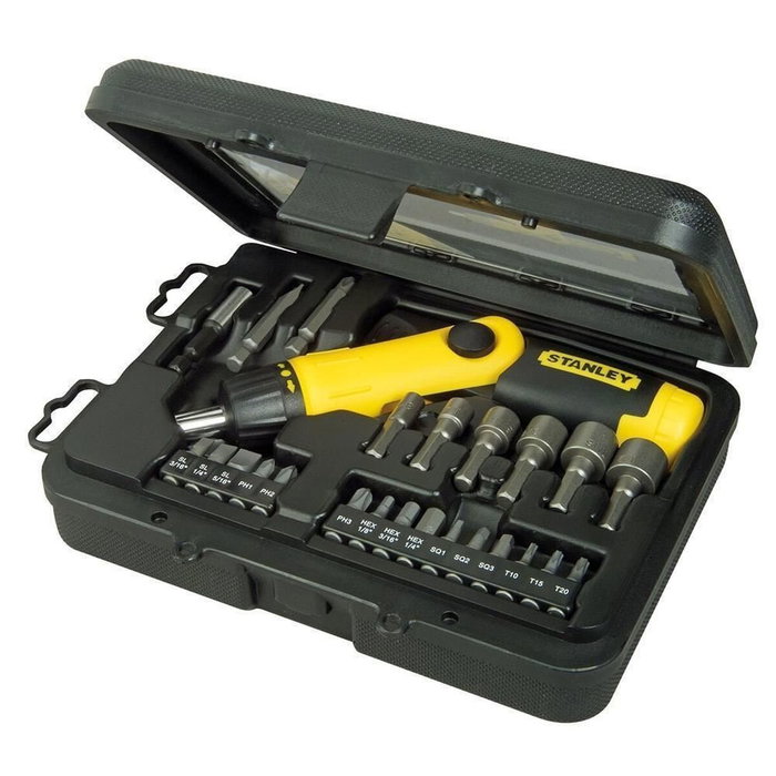 Stanley Destornillador portaherramientas trinquete articulado pistola - Caja 25 uds. Stanley Destornillador portaherramientas trinquete articulado pistola - Caja 25 uds.
