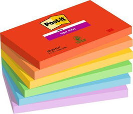Taco Notas Post-It 655 Super Sticky 76X127 Colores Playful Pack De 6