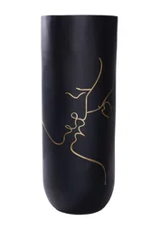 DKD Home Decor Jarrón de Resina Beso Mate Negro 35x35x90 cm