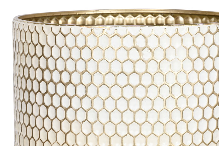DKD Home Decor Macetero Glam Dorado Blanco Metal 36 x 81.5 x 36 cm Set de 2