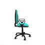 Silla de oficina Algarra con mecanismo Contacto permanente básico tapizada con Similpiel color Turquesa. Equipada con Base poliamida negra, Brazos fijos y Ruedas autofrenantes