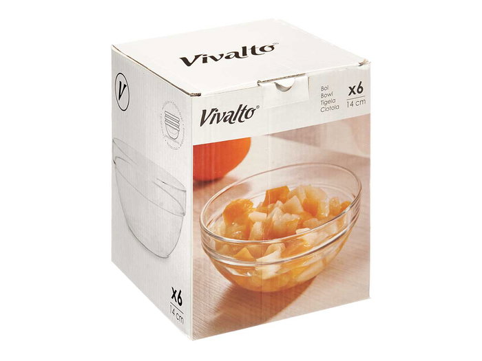 Vivalto Bol Vidrio Apilable Transparente 14 cm Capacidad 400 ml (Set de 48) Vivalto Bol Vidrio Apilable Transparente 14 cm Capacidad 400 ml (Set de 48)