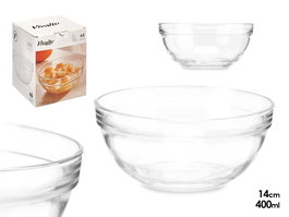 Vivalto Bol Vidrio Apilable Transparente 14 cm Capacidad 400 ml (Set de 48)