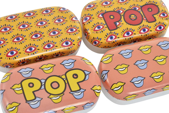 DKD Home Decor Estuche Lentillas Vintage Rosa Naranja 5.5 x 3.2 x 9.7 cm (12 Unidades)